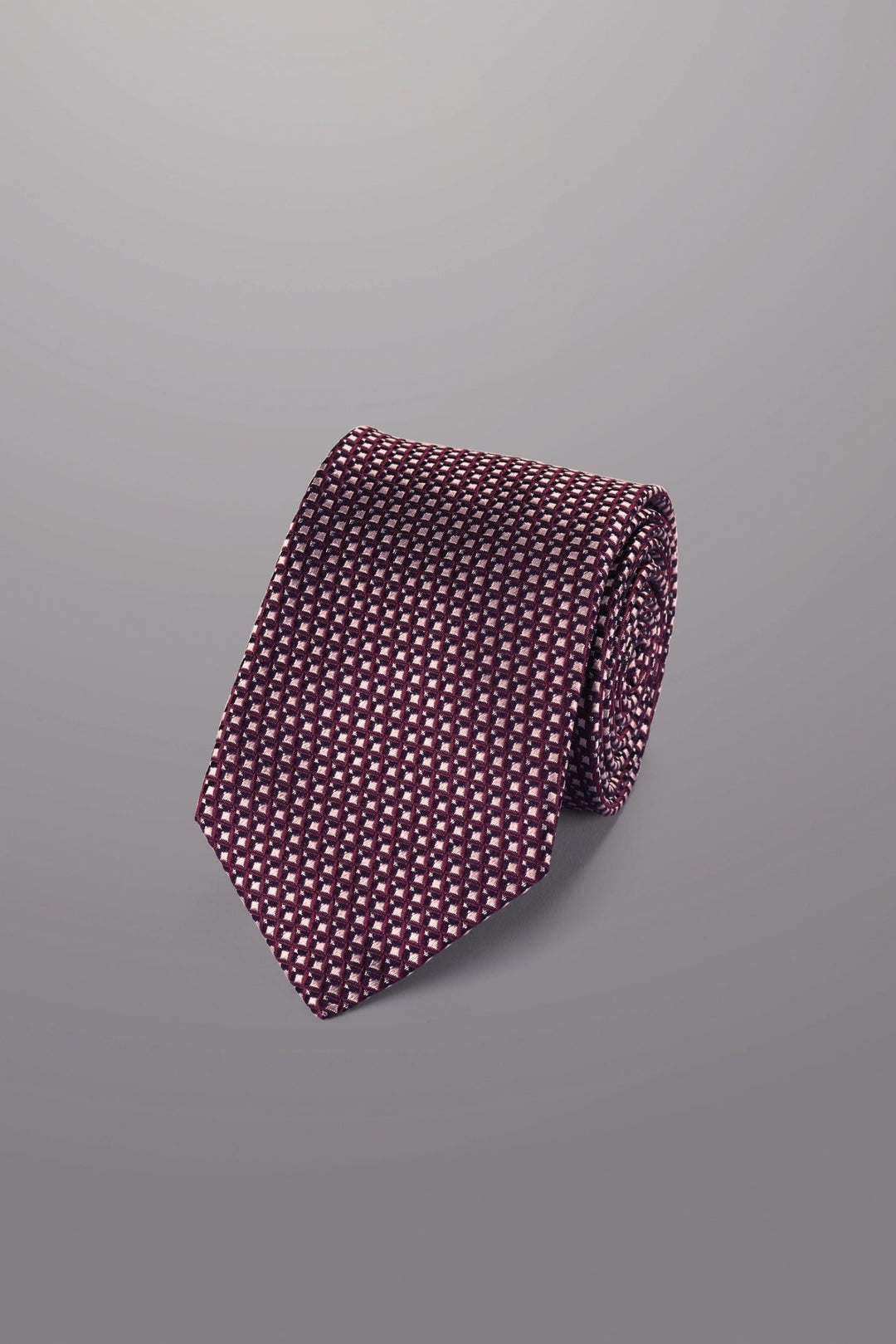 Dark Pink Semi Plain Silk Stain Resistant Pattern Tie