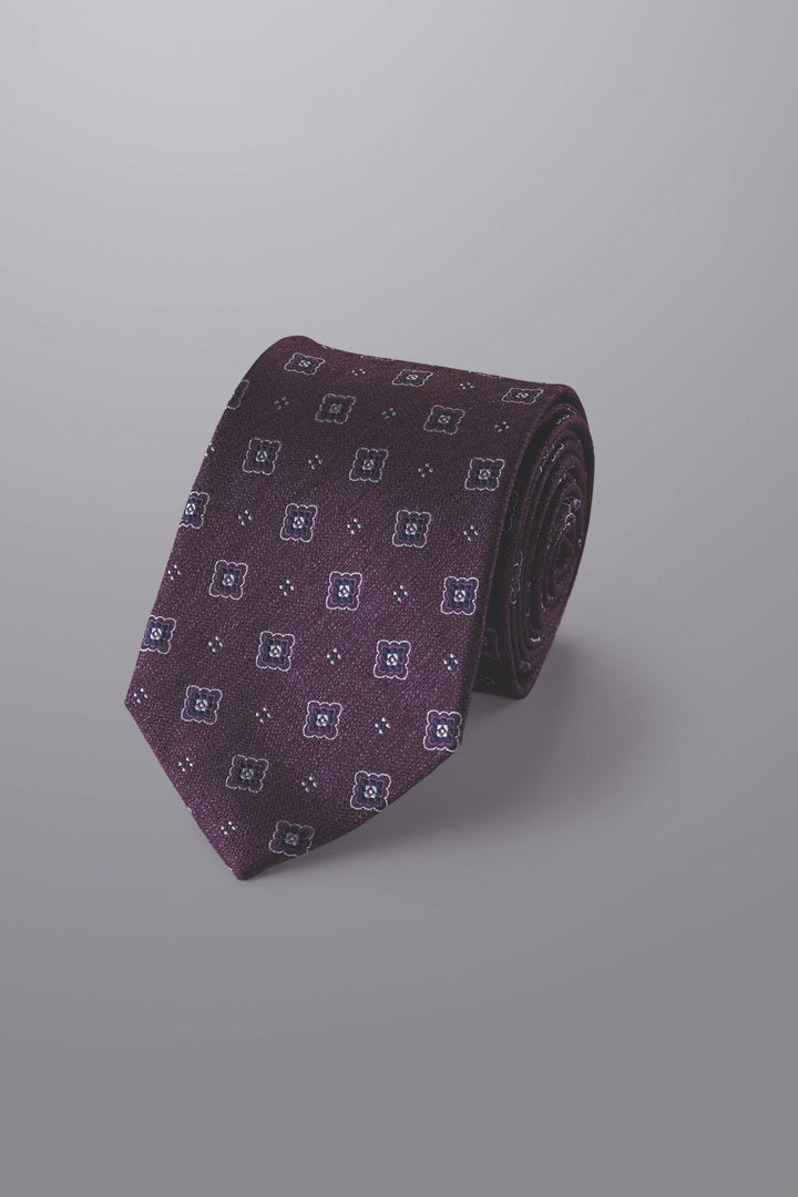 Blackberry Purple Floral Silk Stain Resistant Pattern Tie