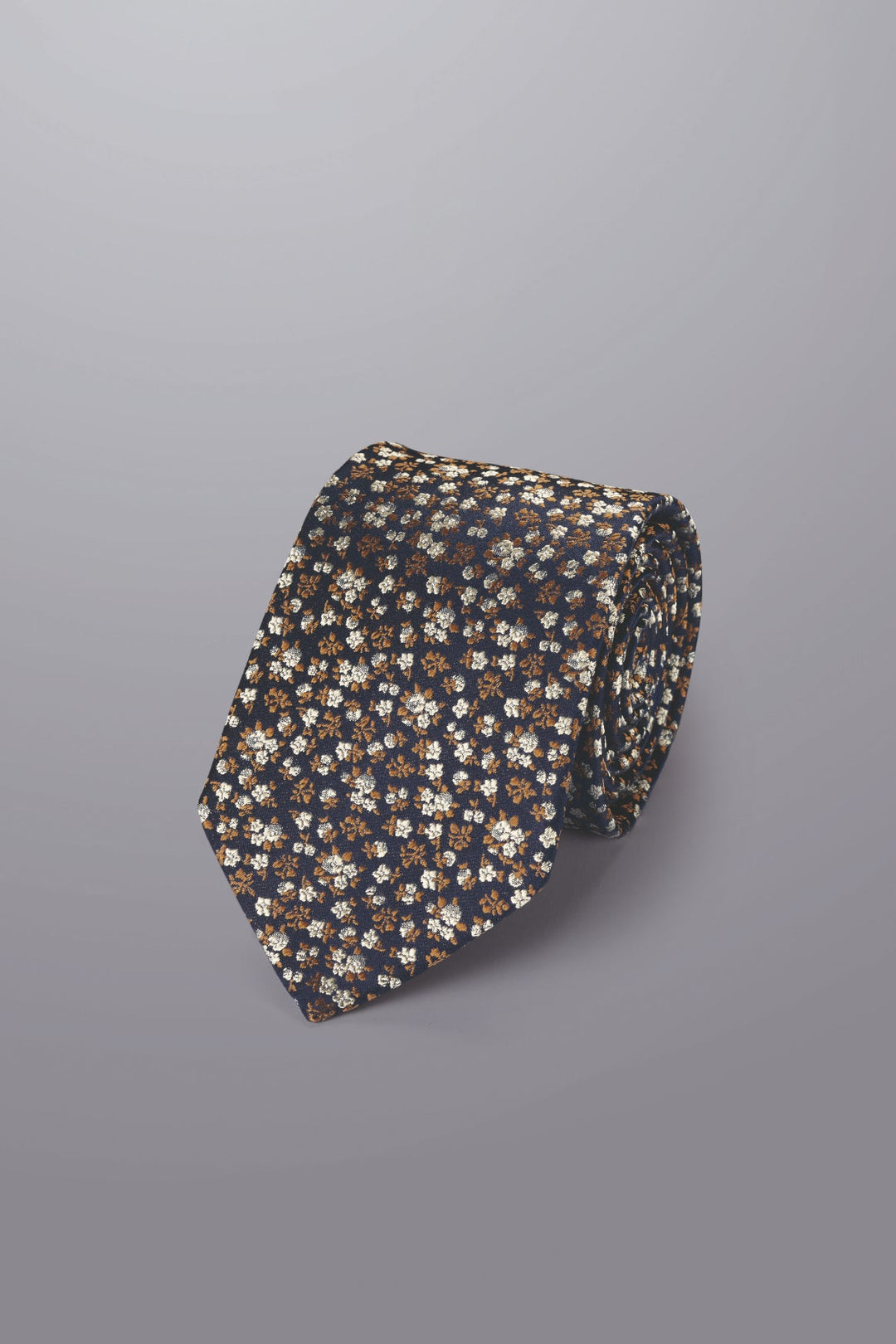 French Blue And Gold Floral Silk Tie