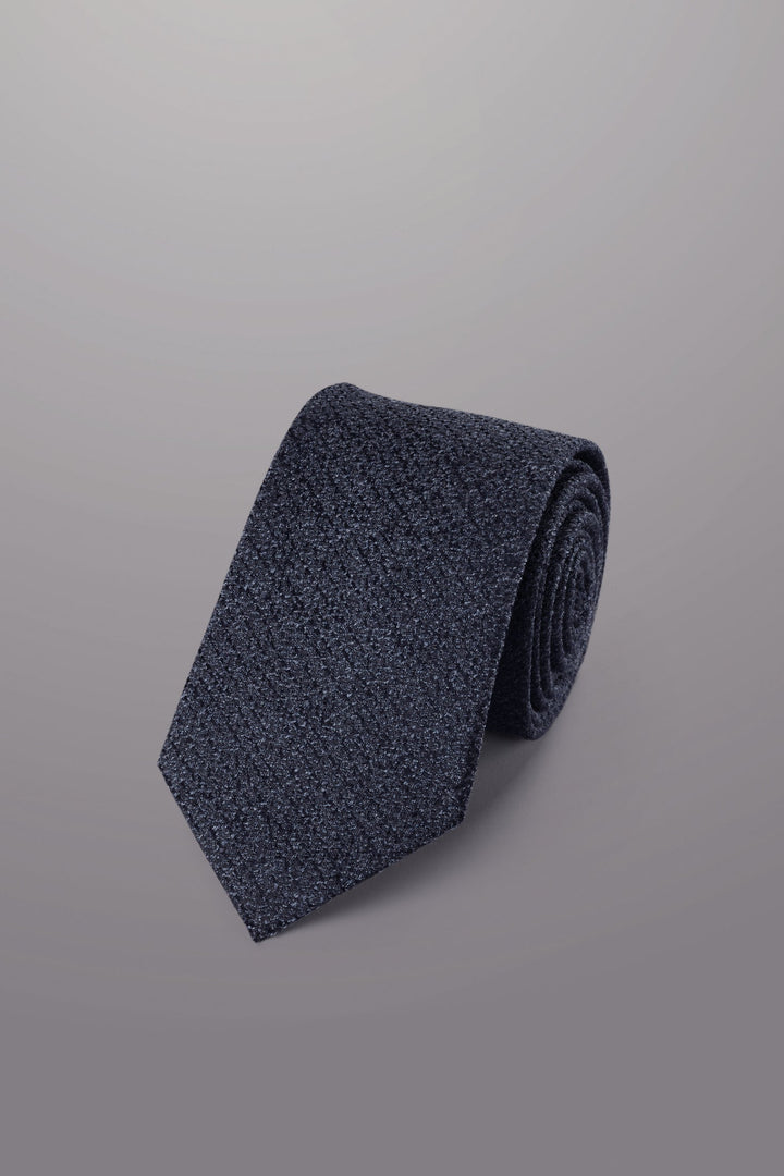 Denim Blue Silk Wool Blend Tie