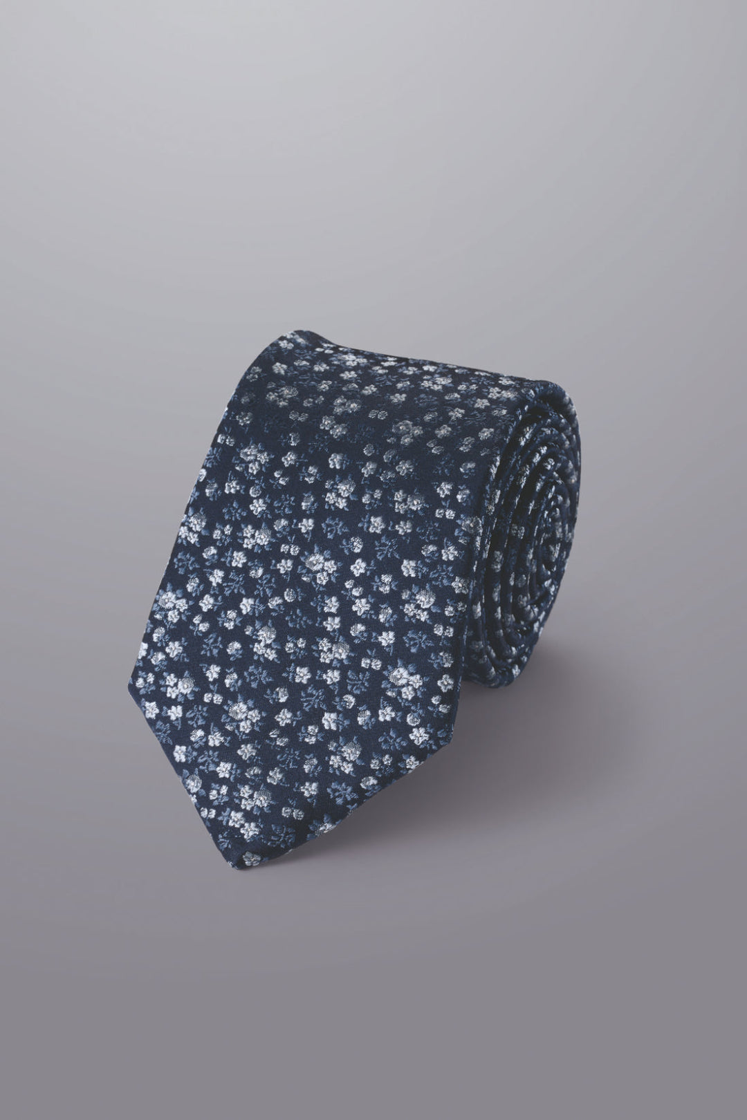 French Blue And Light Blue Floral Silk Tie