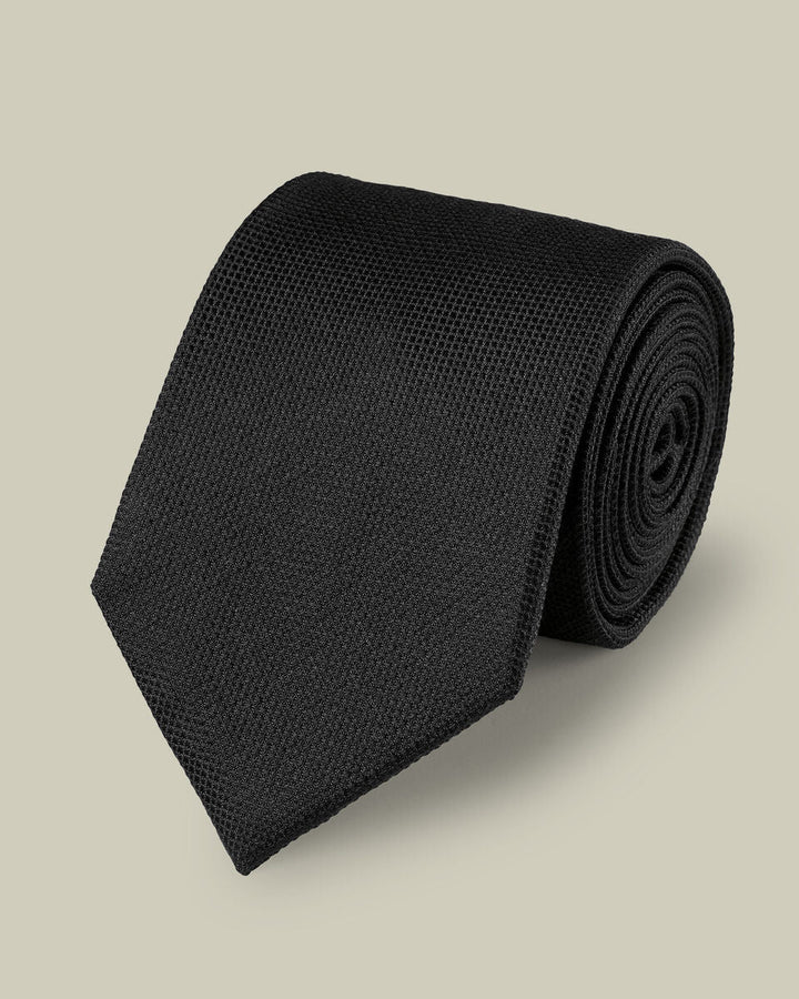 Black Textured Silk Tie