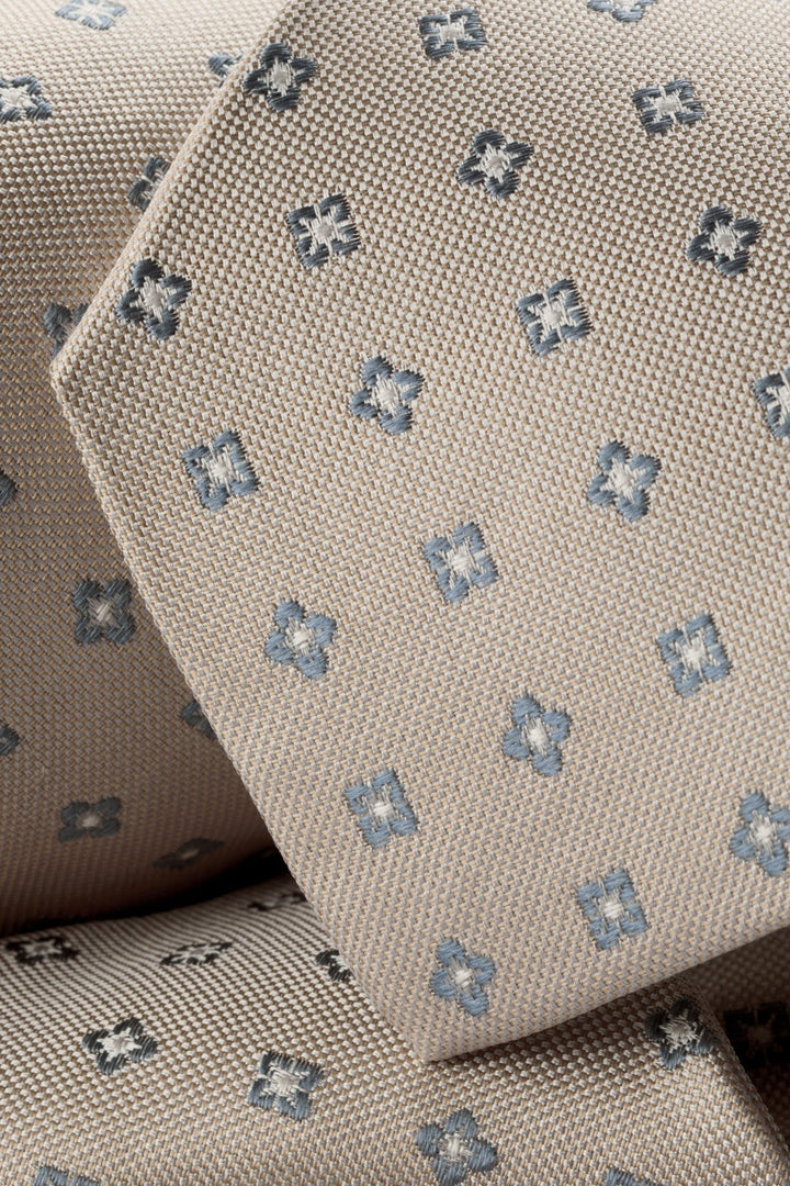 Ivory Geo Silk Patterned Tie