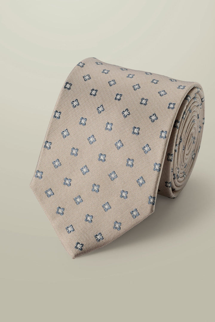 Ivory Geo Silk Patterned Tie