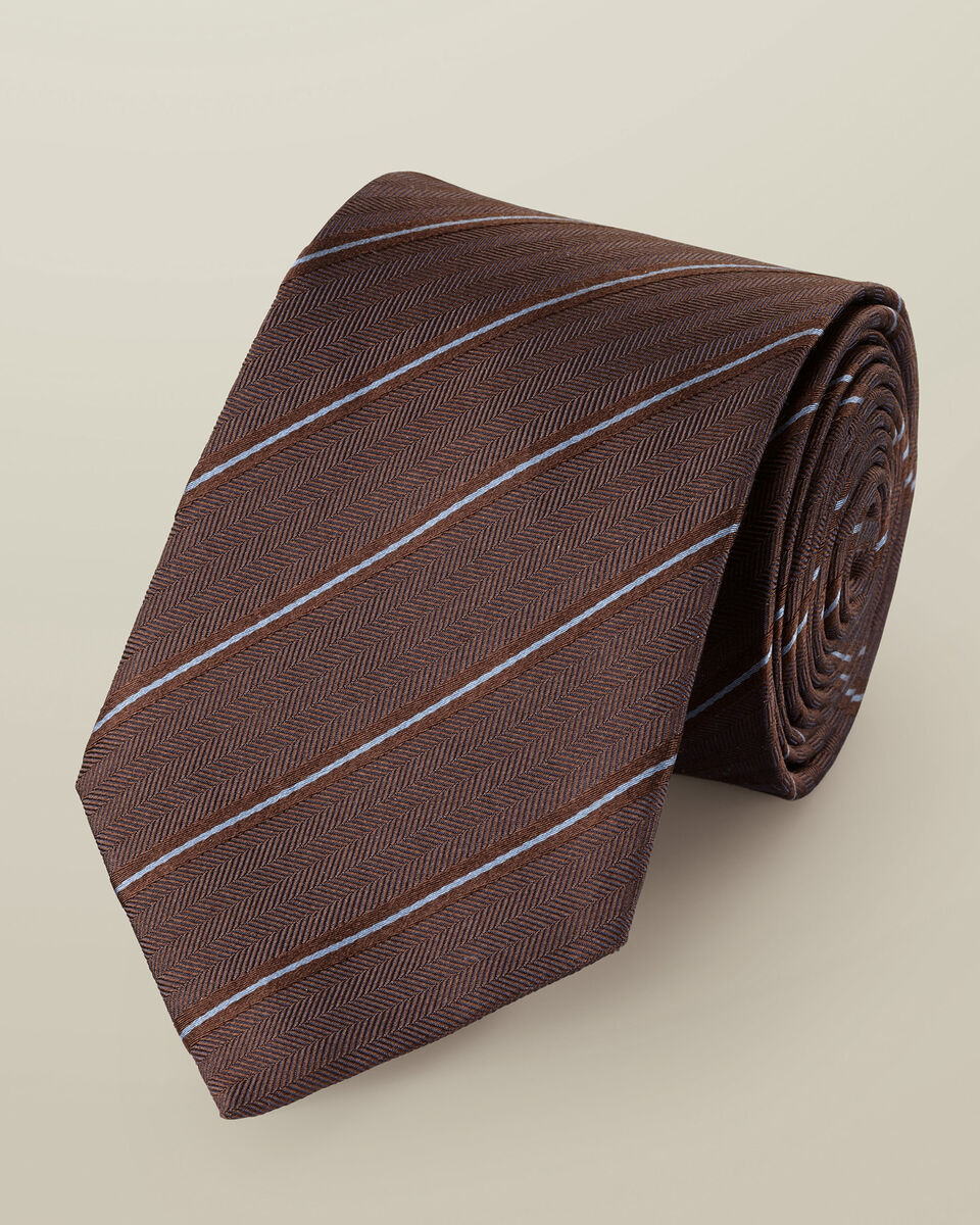 Chocolate Brown Silk Stripe Tie