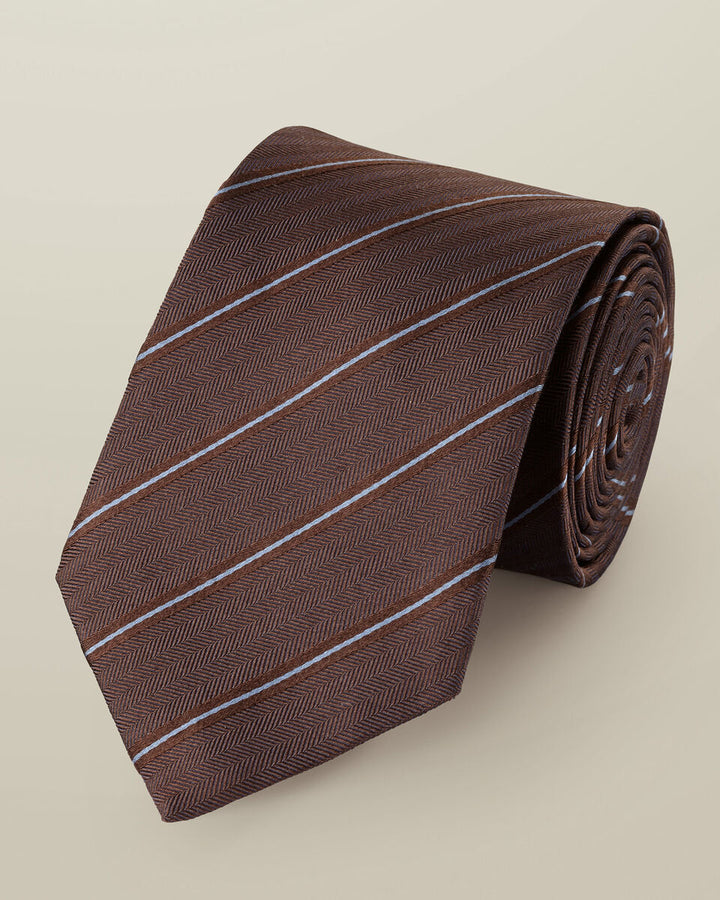 Chocolate Brown Silk Stripe Tie