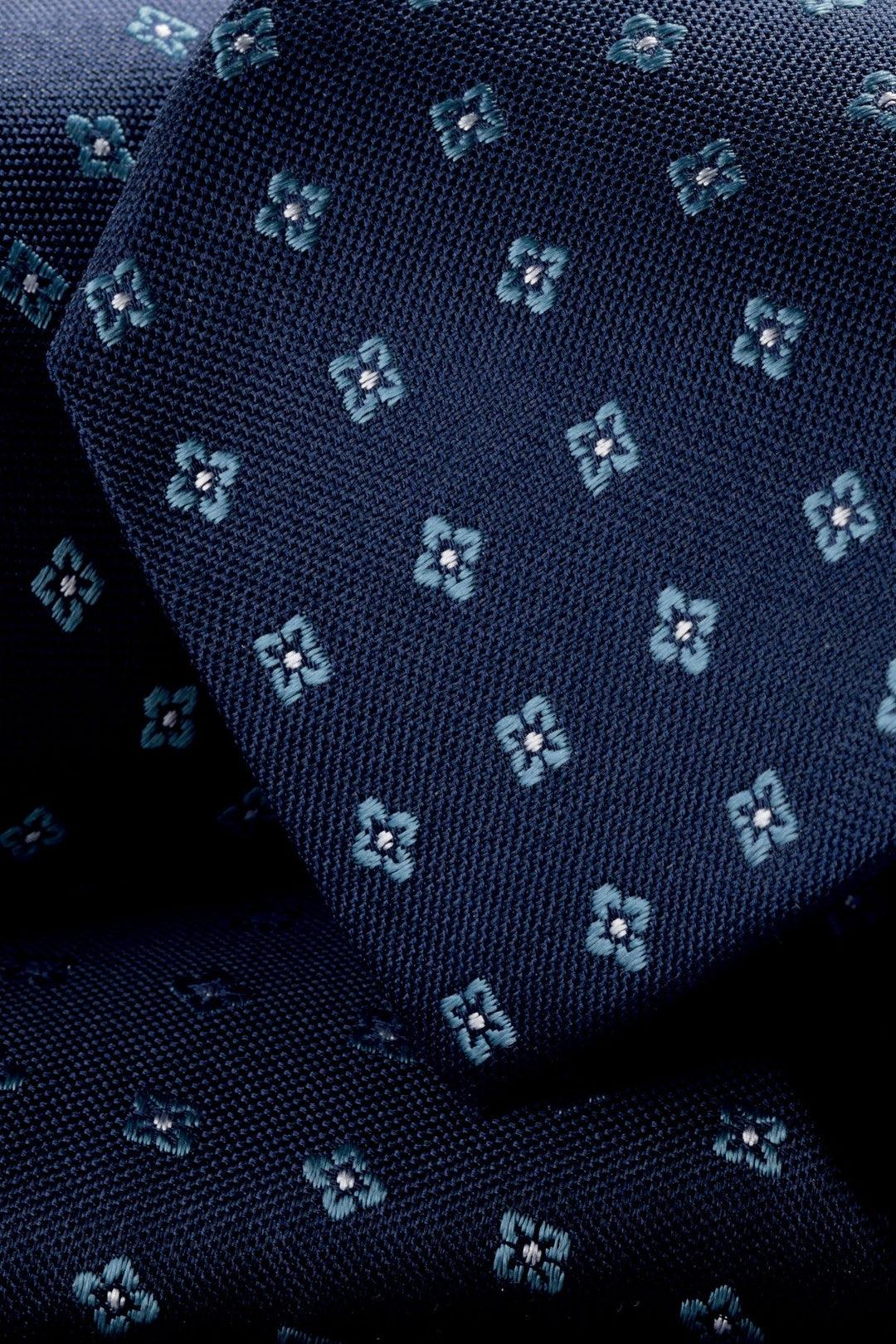 Navy Geo Silk Patterned Tie