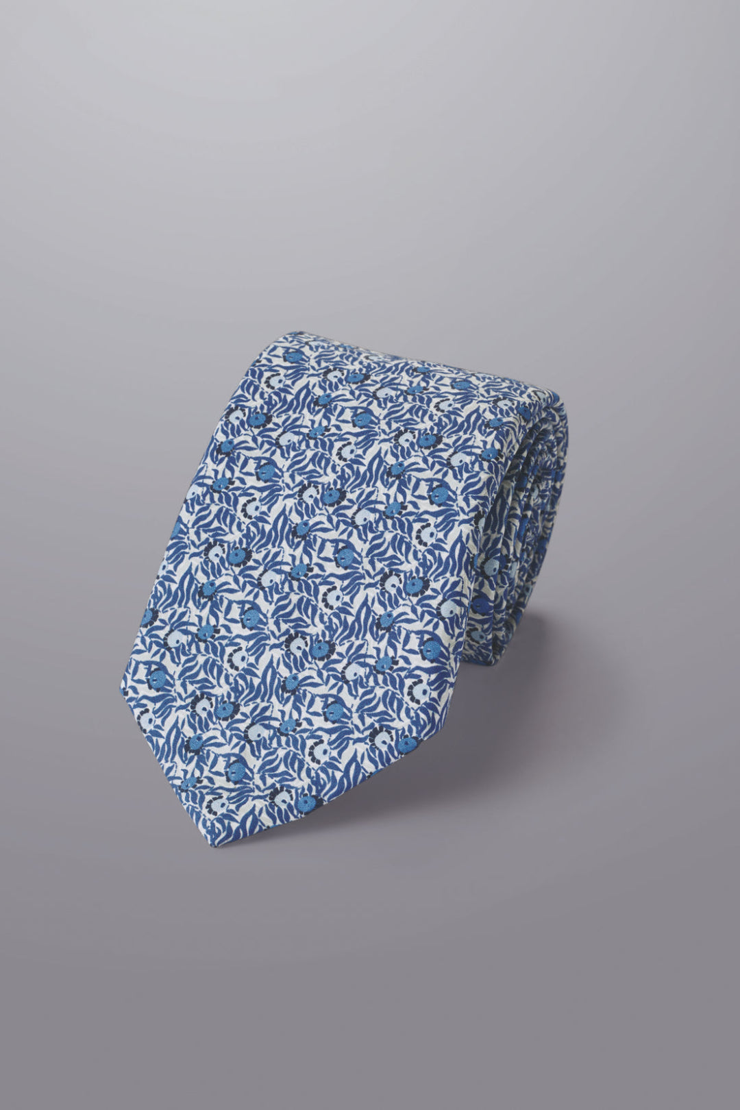 Indigo Blue Berry Print Made With Liberty Fabric Cotton Tie