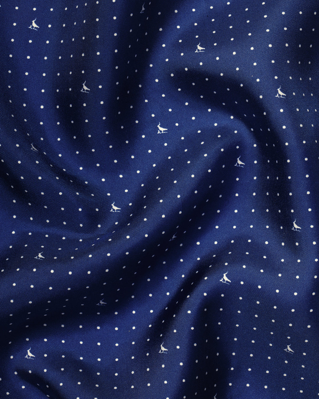 Cobalt Blue And White Spot Print Silk Pocket Square