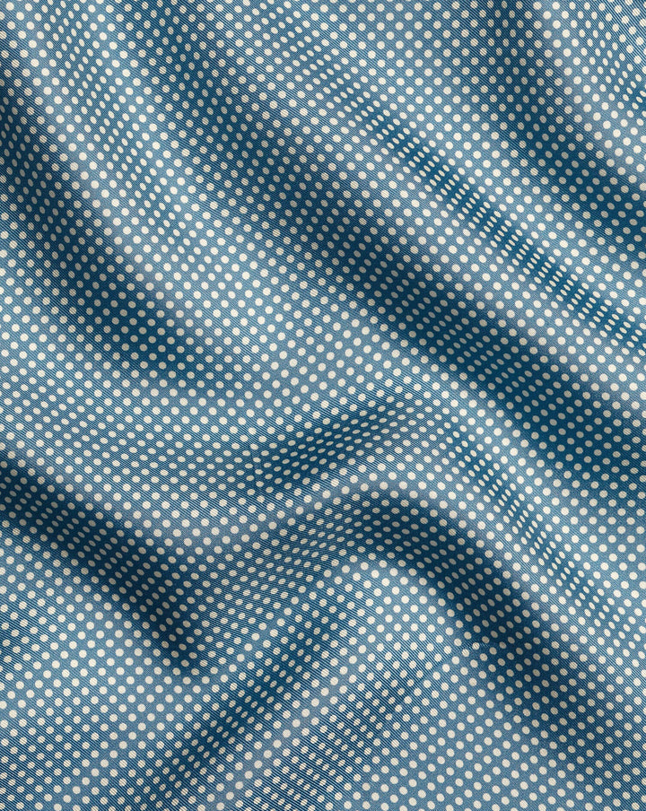 Charles Tyrwhitt Petrol Blue And Ivory Spot Silk Pocket Square