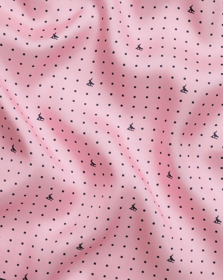 Pink And Navy Spot Print Silk Pocket Square