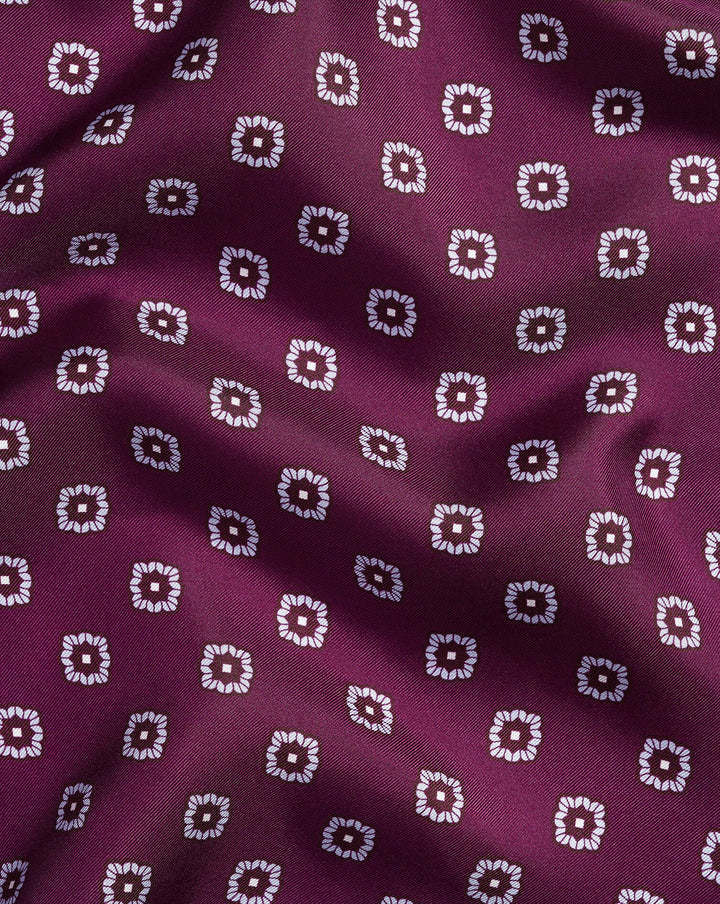 Charles Tyrwhitt Grape Purple Floral Geo Silk Pocket Square