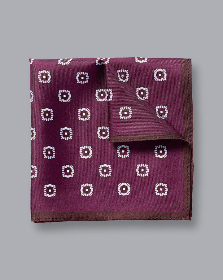 Charles Tyrwhitt Grape Purple Floral Geo Silk Pocket Square