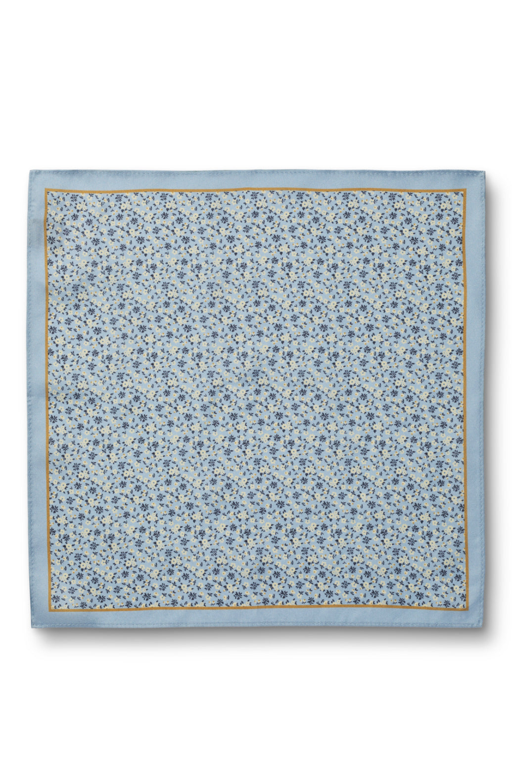 Sky Blue Floral Print Silk Pocket Square