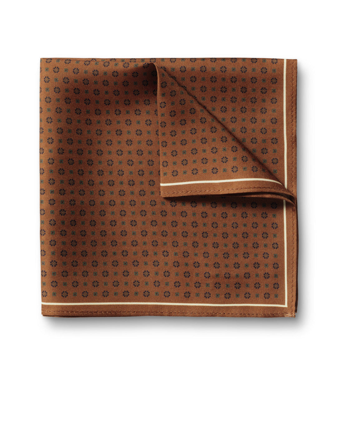 Burnt Orange Geo Print Silk Pocket Square