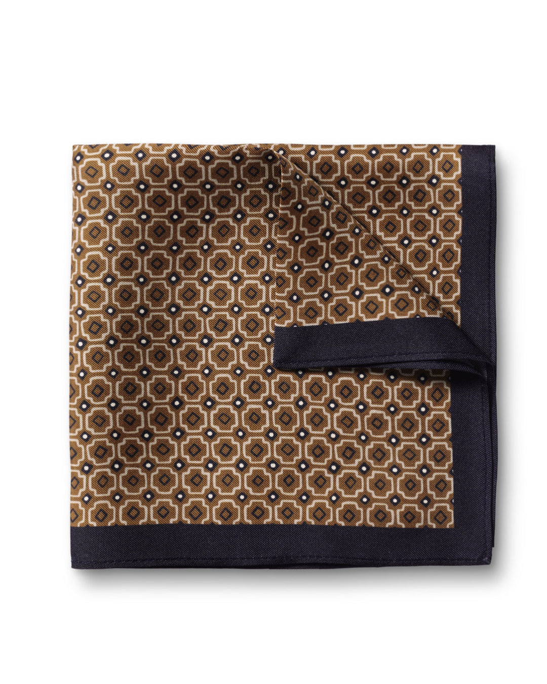 Camel Tile Print Silk Pocket Square