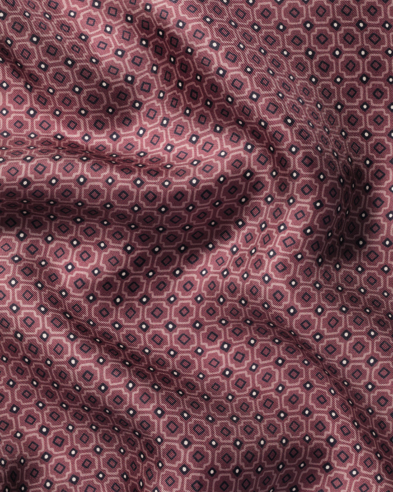 Claret Pink Tile Print Silk Pocket Square