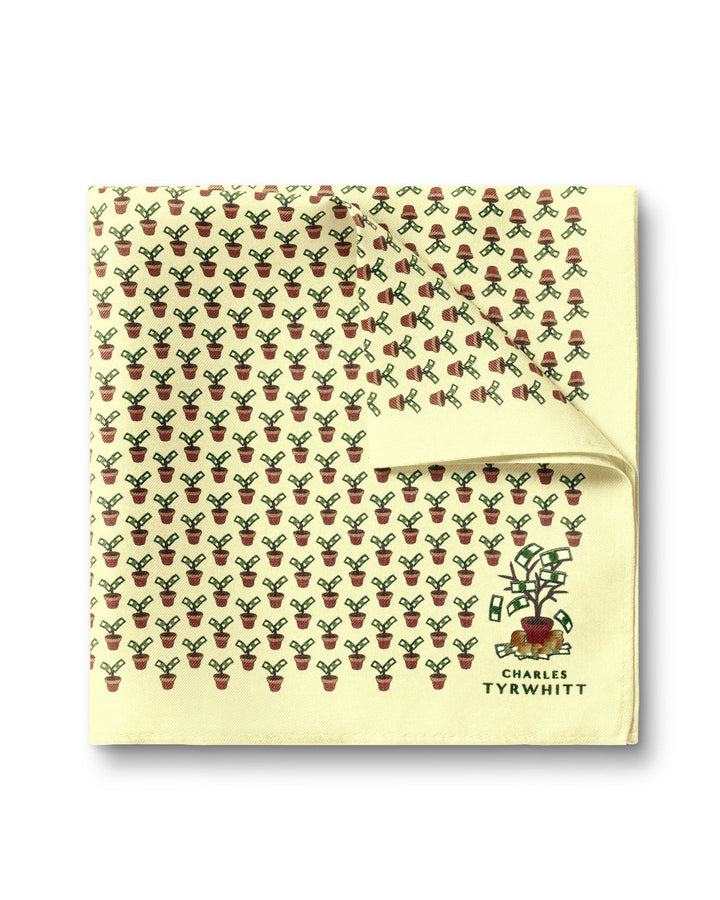 Lemon Money Doesn't Grow On Trees Print Silk Pocket Square