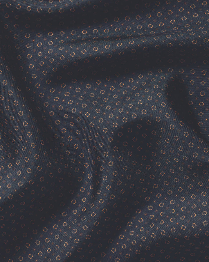 Navy Geo Print Silk Pocket Square