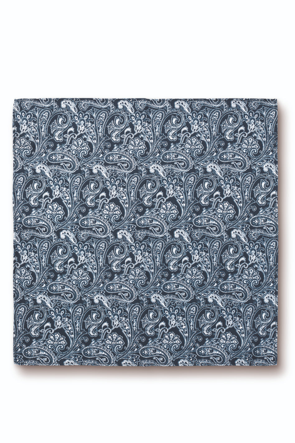 Indigo Blue Paisley Print Silk Pocket Square