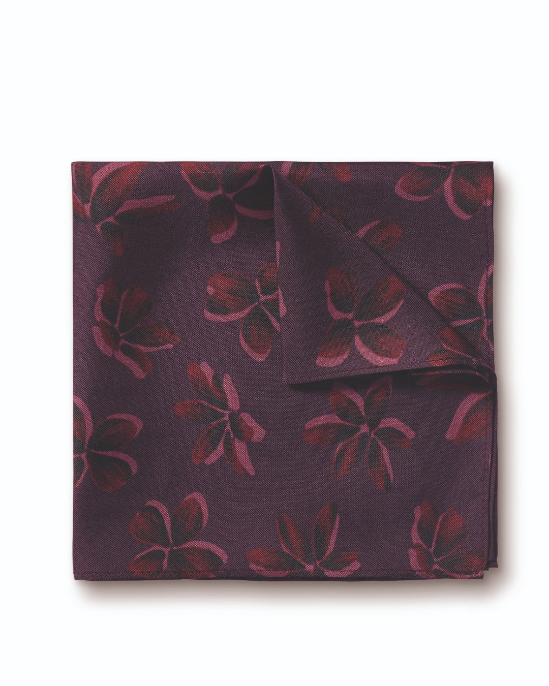 Blackberry Purple Large Floral Print Silk Pocket Square