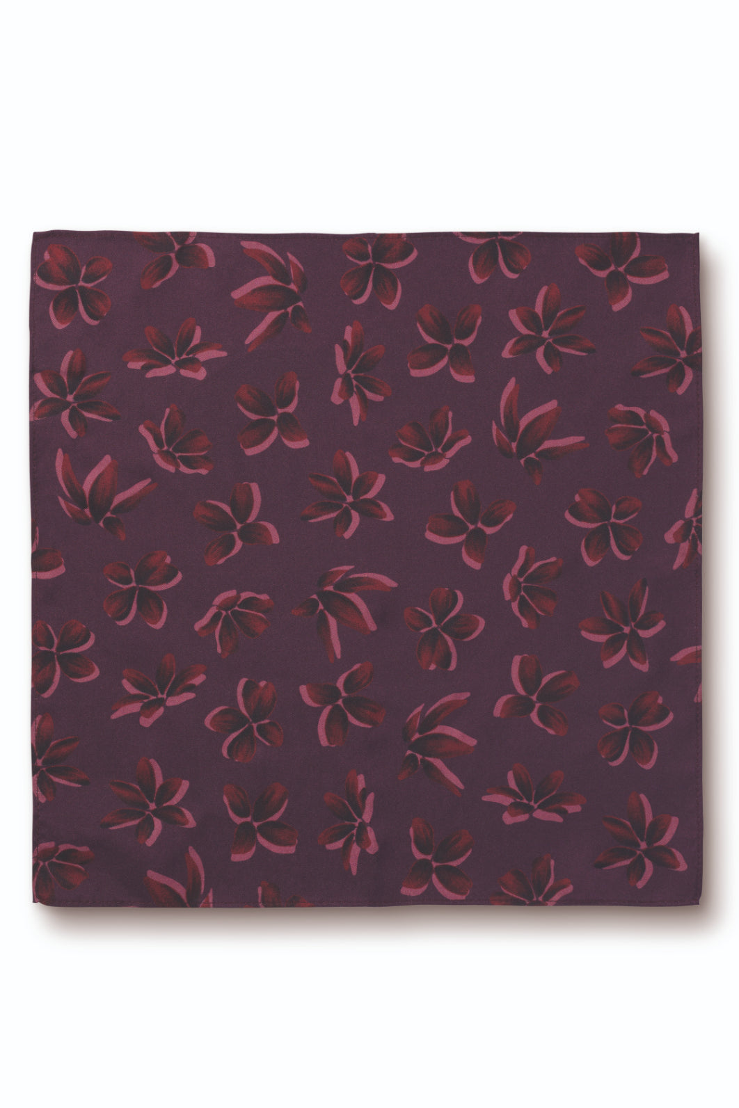 Blackberry Purple Large Floral Print Silk Pocket Square