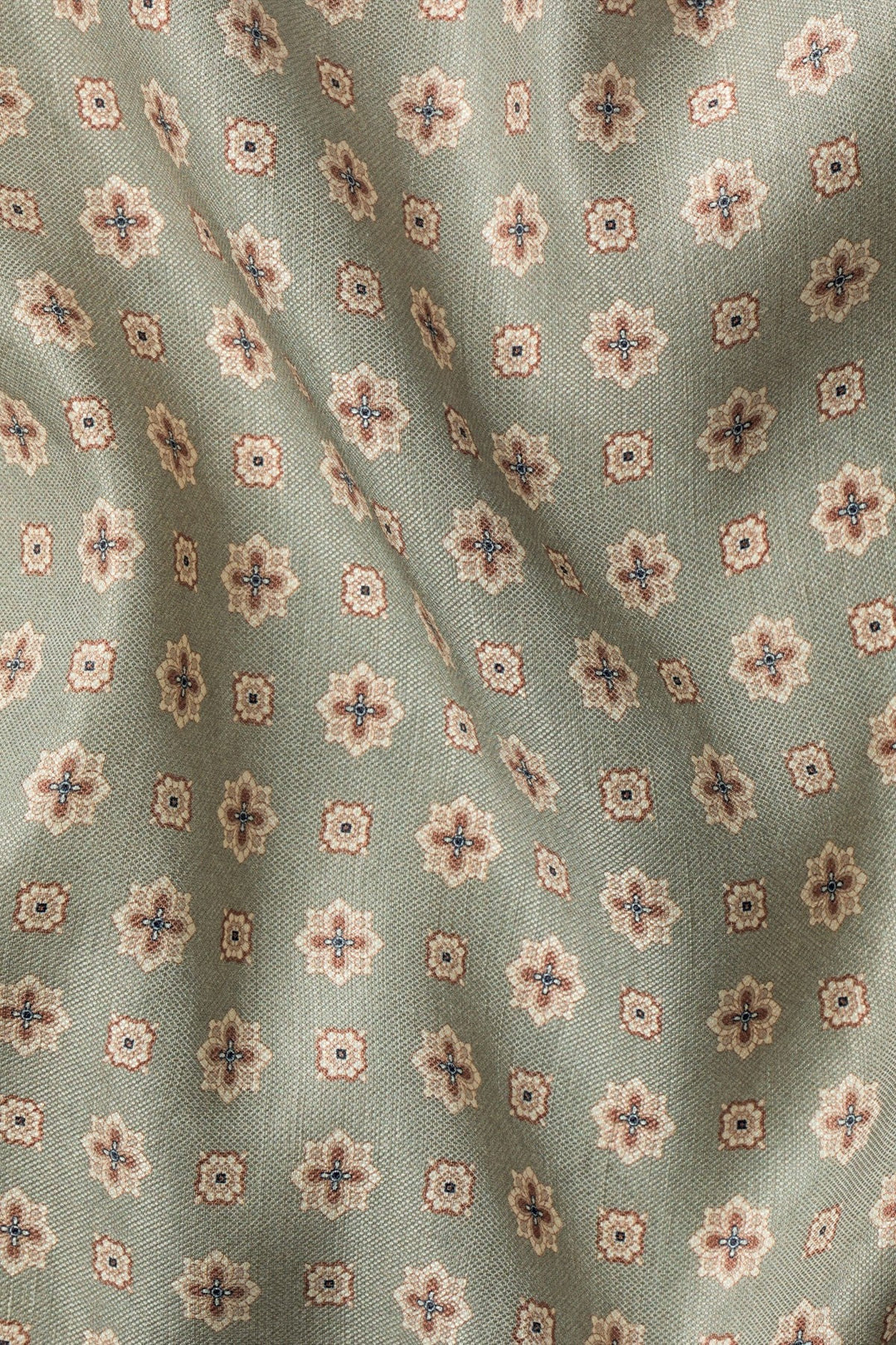 Mid Green Linen Silk Geo Pocket Square