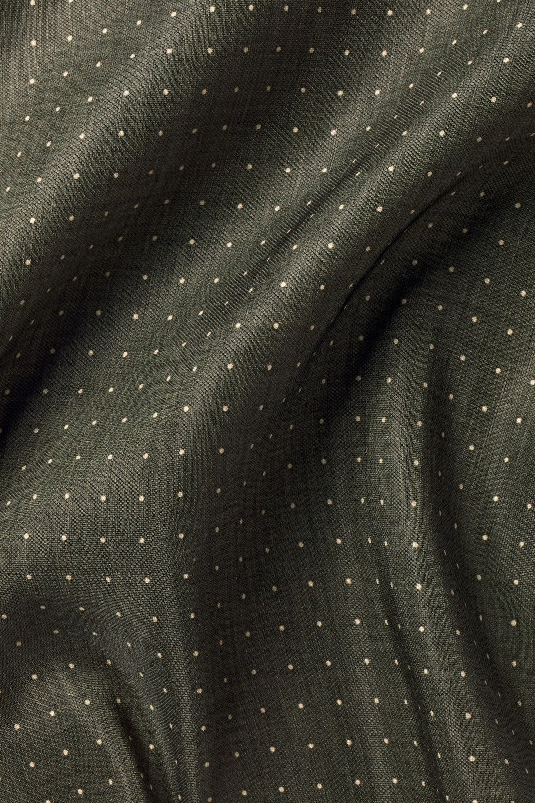 Olive Green Linen Silk Spot Pocket Square
