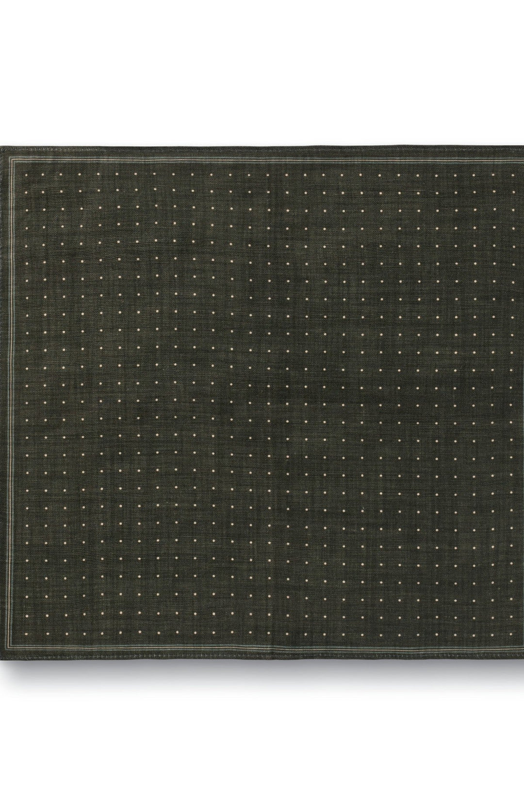 Olive Green Linen Silk Spot Pocket Square