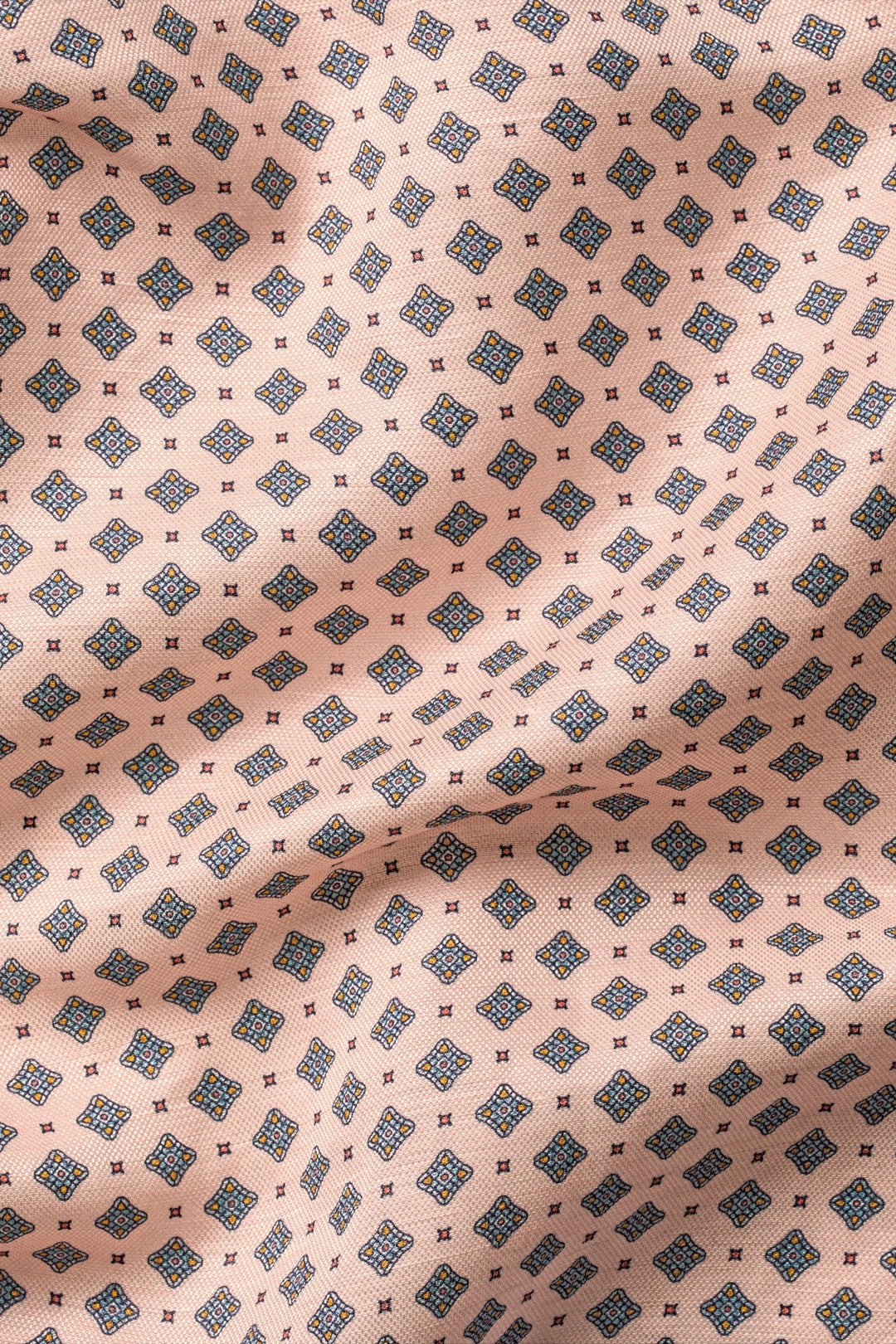 Pink Linen Silk Geo Pocket Square