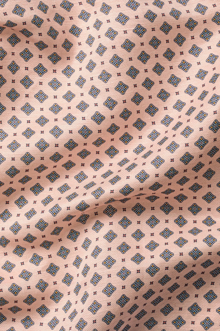 Pink Linen Silk Geo Pocket Square