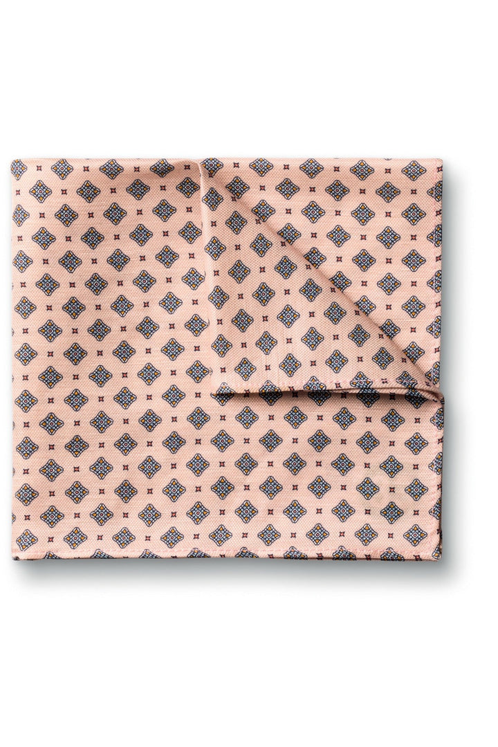 Pink Linen Silk Geo Pocket Square