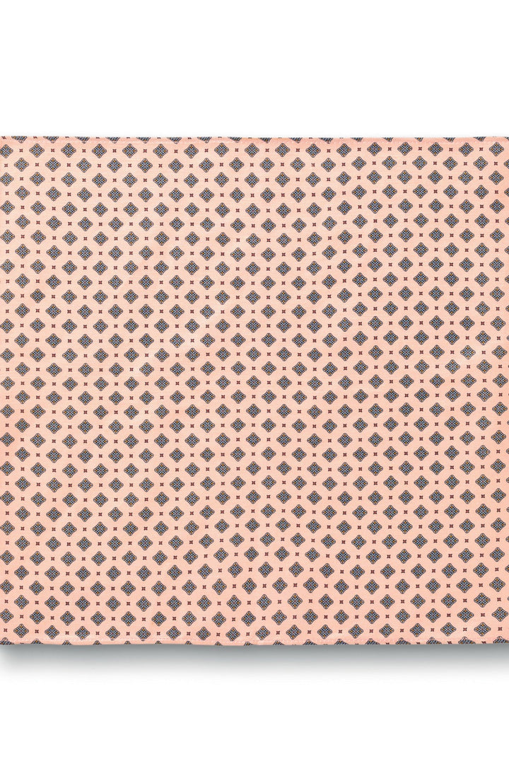 Pink Linen Silk Geo Pocket Square