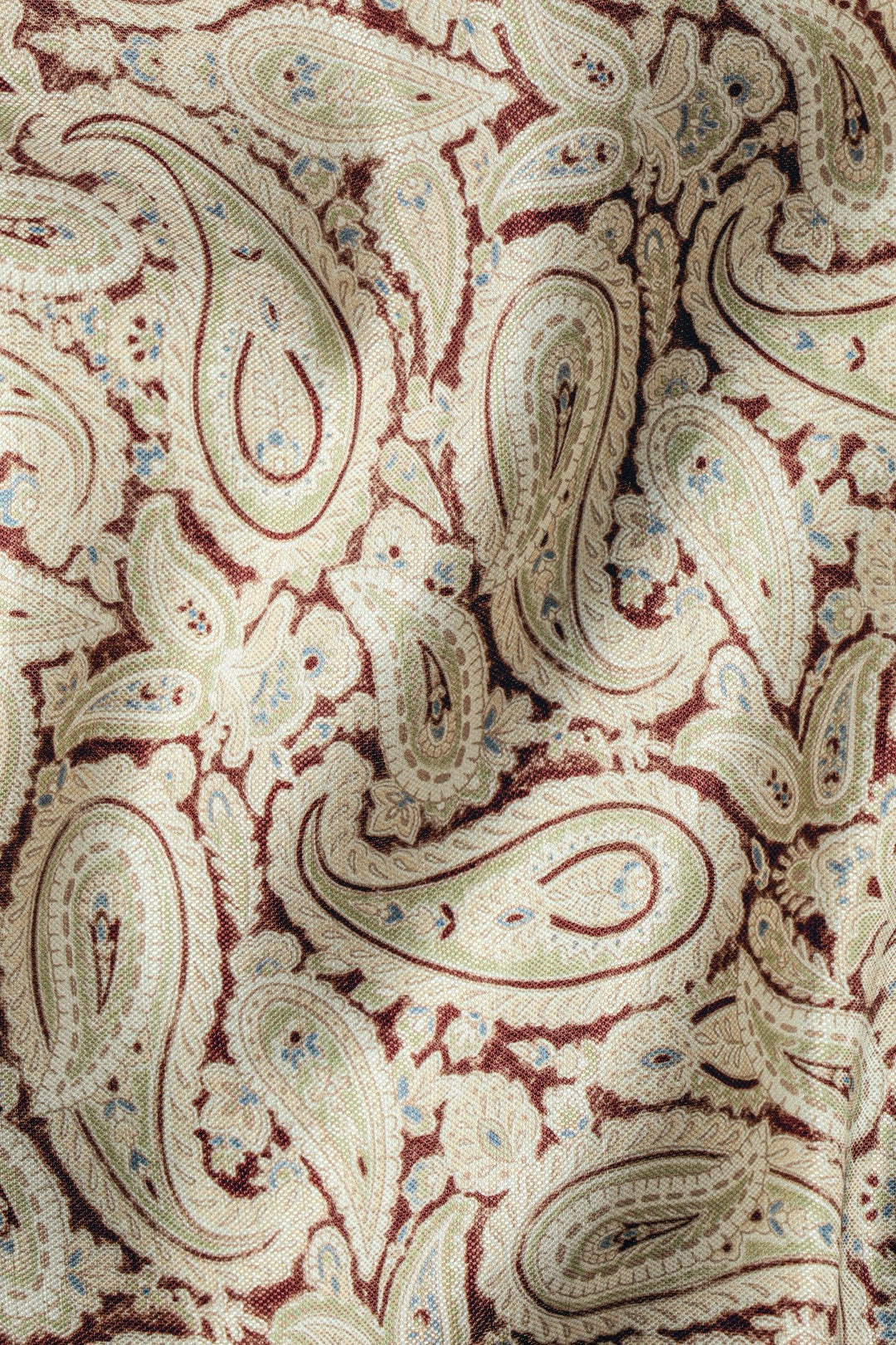 Stone And Brown Linen Silk Paisley Pocket Square
