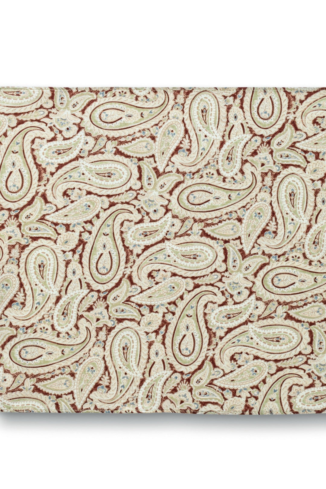 Stone And Brown Linen Silk Paisley Pocket Square
