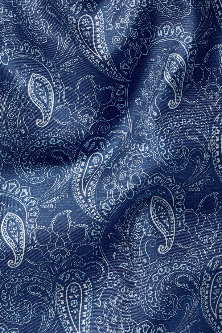 Cobalt Blue Silk Paisley Pocket Square