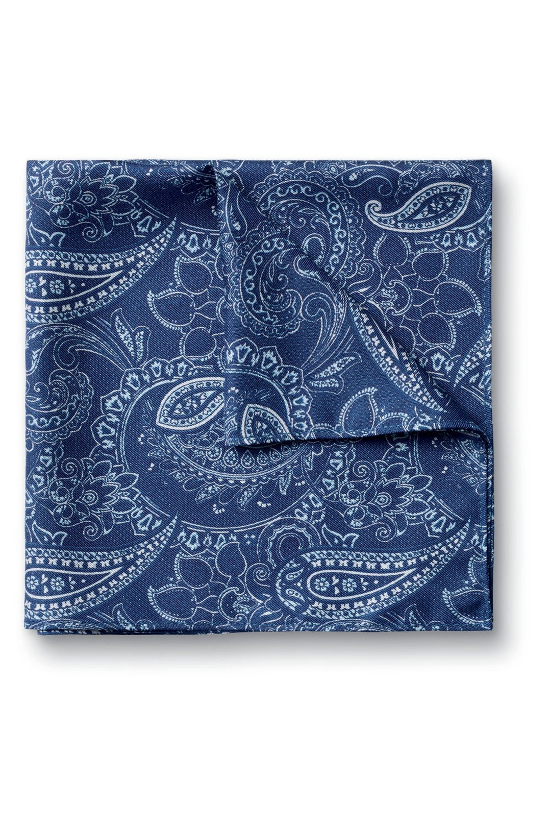 Cobalt Blue Silk Paisley Pocket Square
