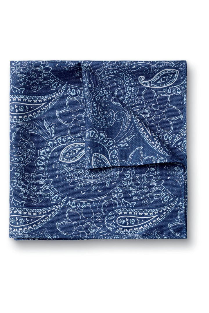Cobalt Blue Silk Paisley Pocket Square