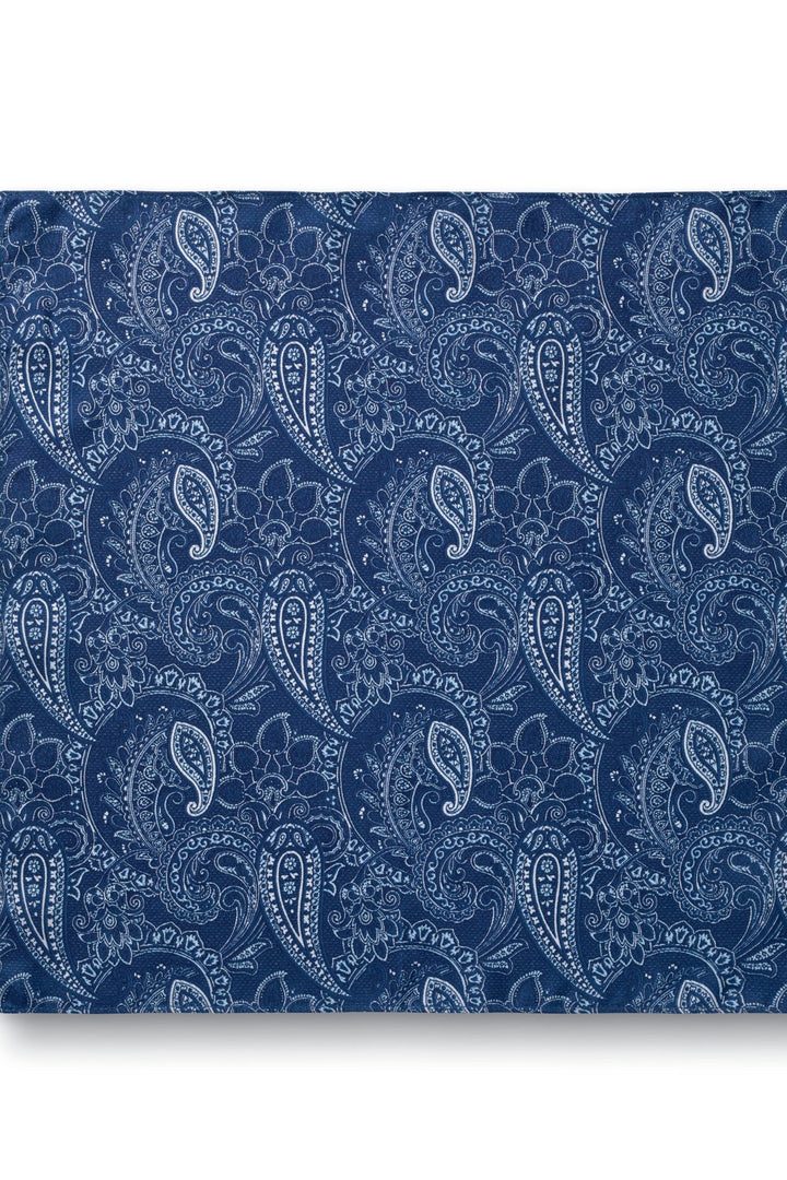 Cobalt Blue Silk Paisley Pocket Square
