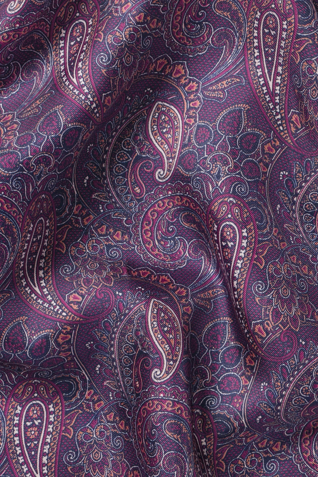 Dark Pink Paisley Silk Pocket Square