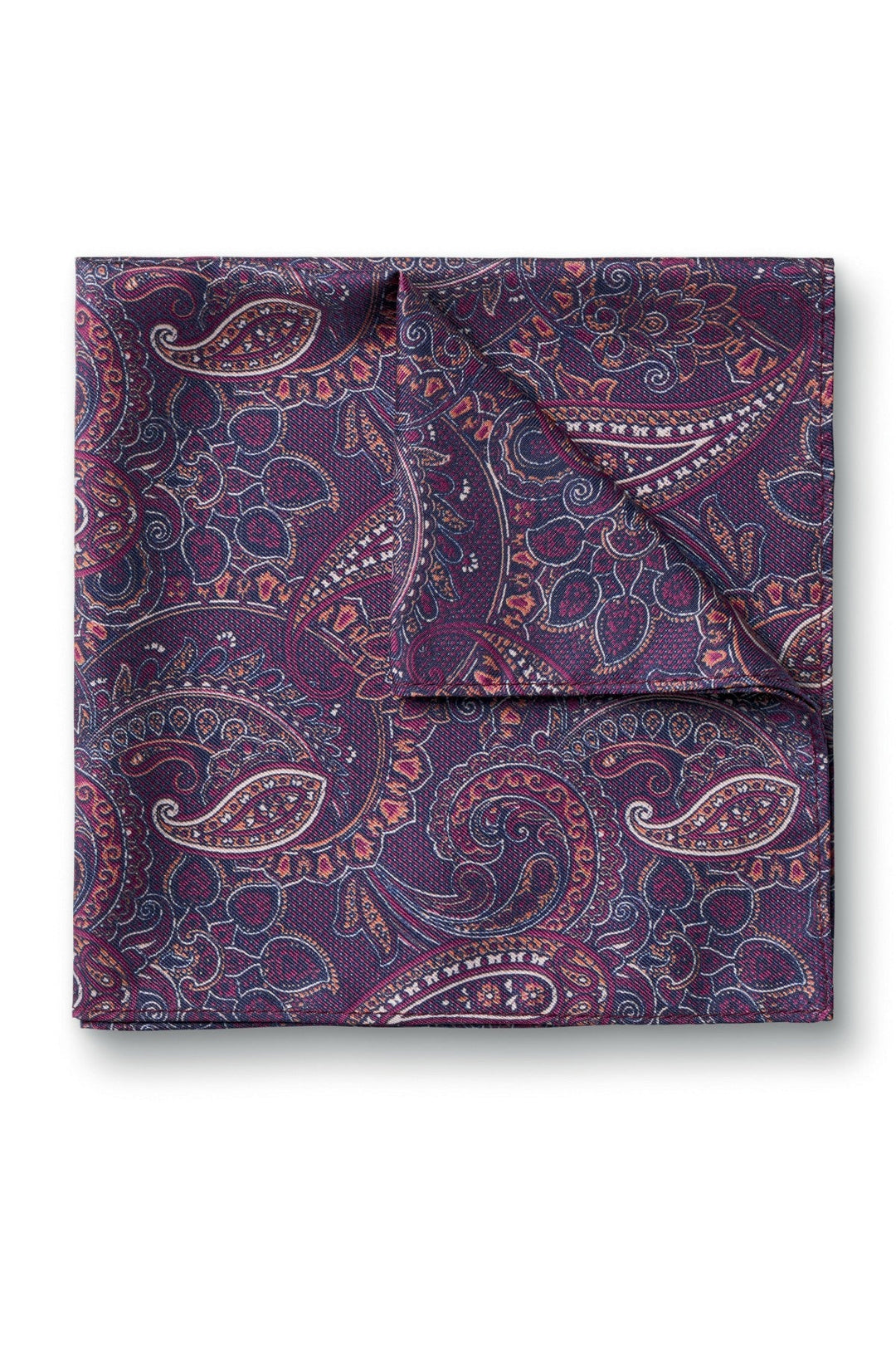 Dark Pink Paisley Silk Pocket Square