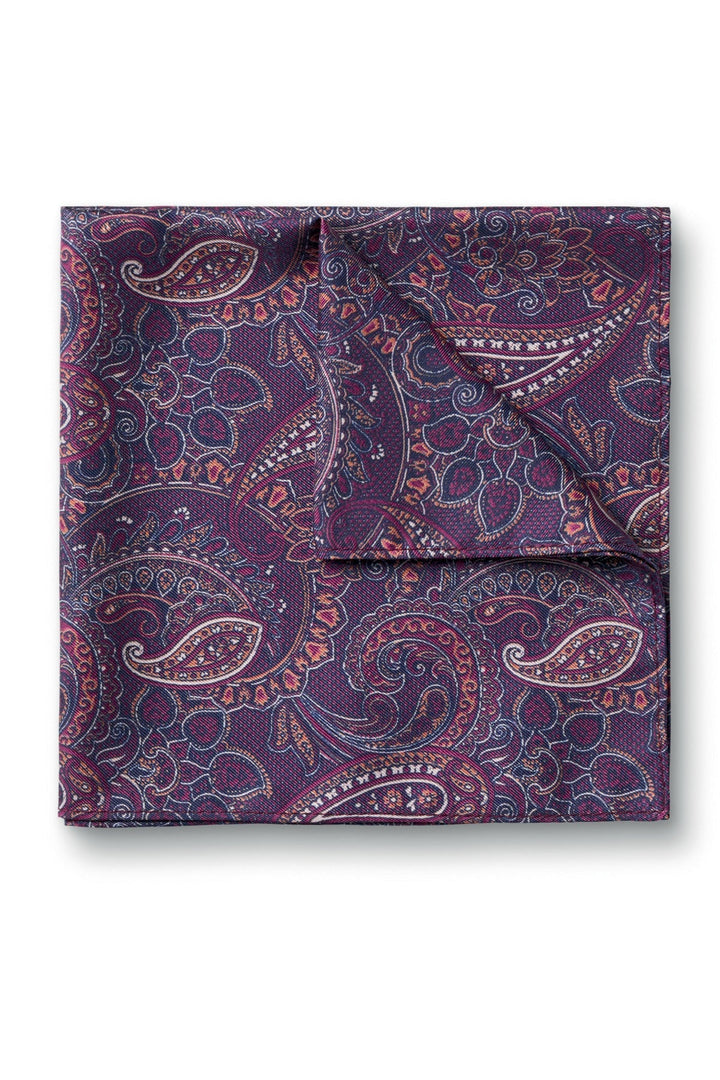 Dark Pink Paisley Silk Pocket Square