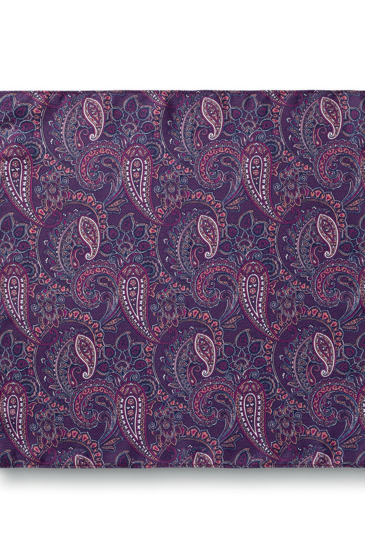 Dark Pink Paisley Silk Pocket Square