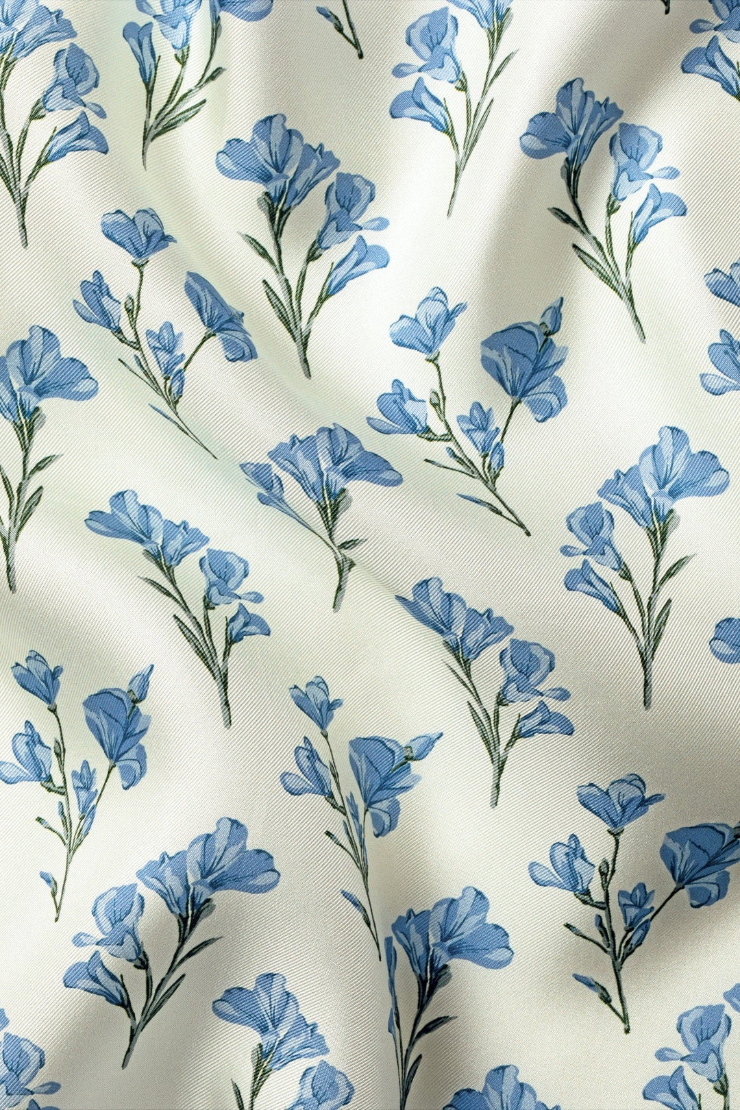 Ivory And Light Blue Silk Floral Pocket Square