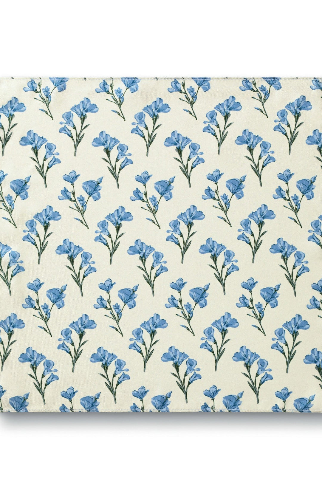 Ivory And Light Blue Silk Floral Pocket Square