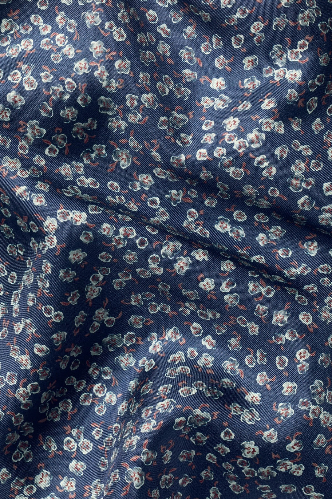 Navy Silk Floral Pocket Square
