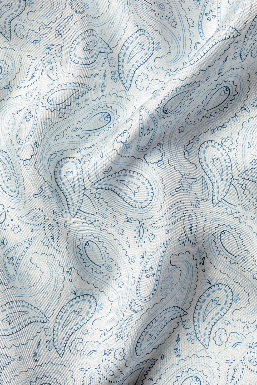 Ivory Silk Paisley Print Pocket Square