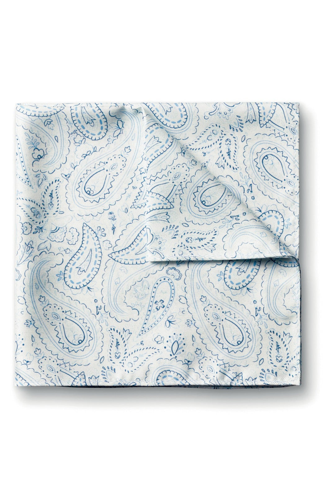 Ivory Silk Paisley Print Pocket Square