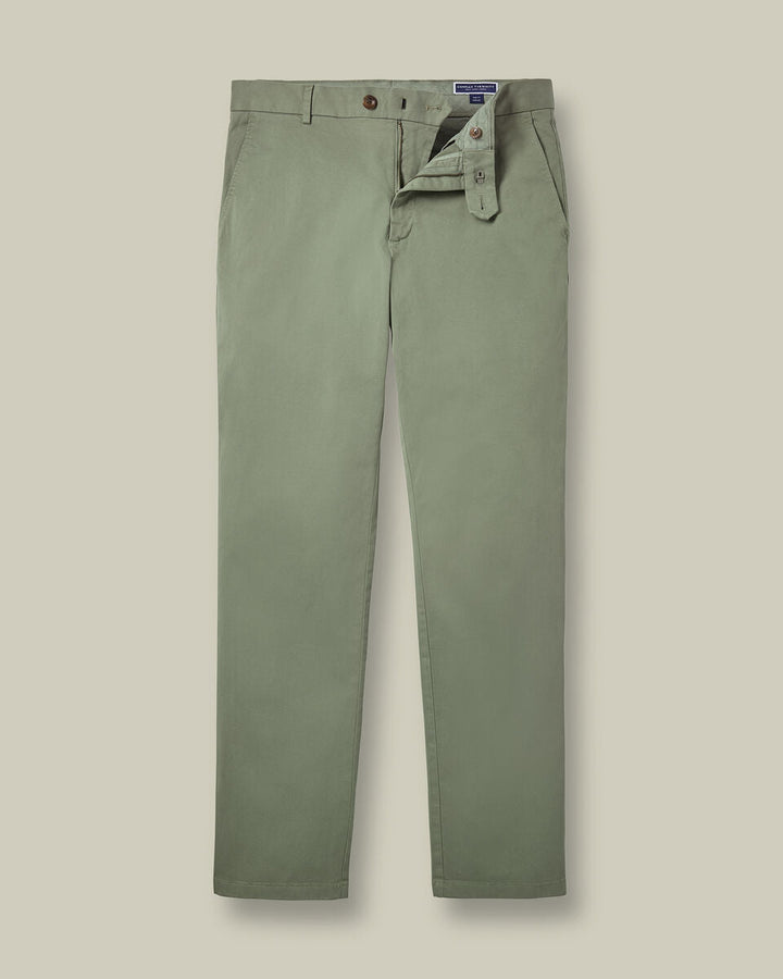 Green Slim Fit Washed Chinos
