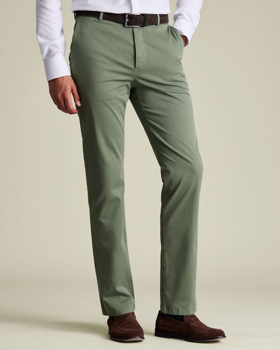 Green Slim Fit Washed Chinos
